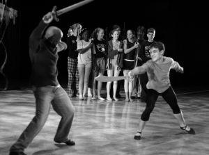 Ben Deloney (now a professional dancer) and Leonard Augustus onstage rehearsing, 2005