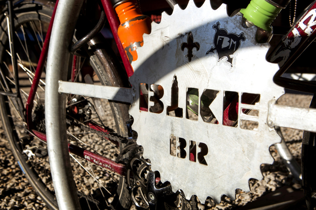 Bike Baton Rouge's bike racks installed in front of Chelsea's Cafe.