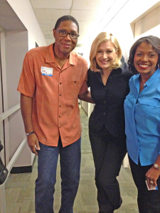 Through her broadcast work, Sylvia has had the chance to meet national news anchors including Diane Sawyer (shown here with Sylvia and her husband).