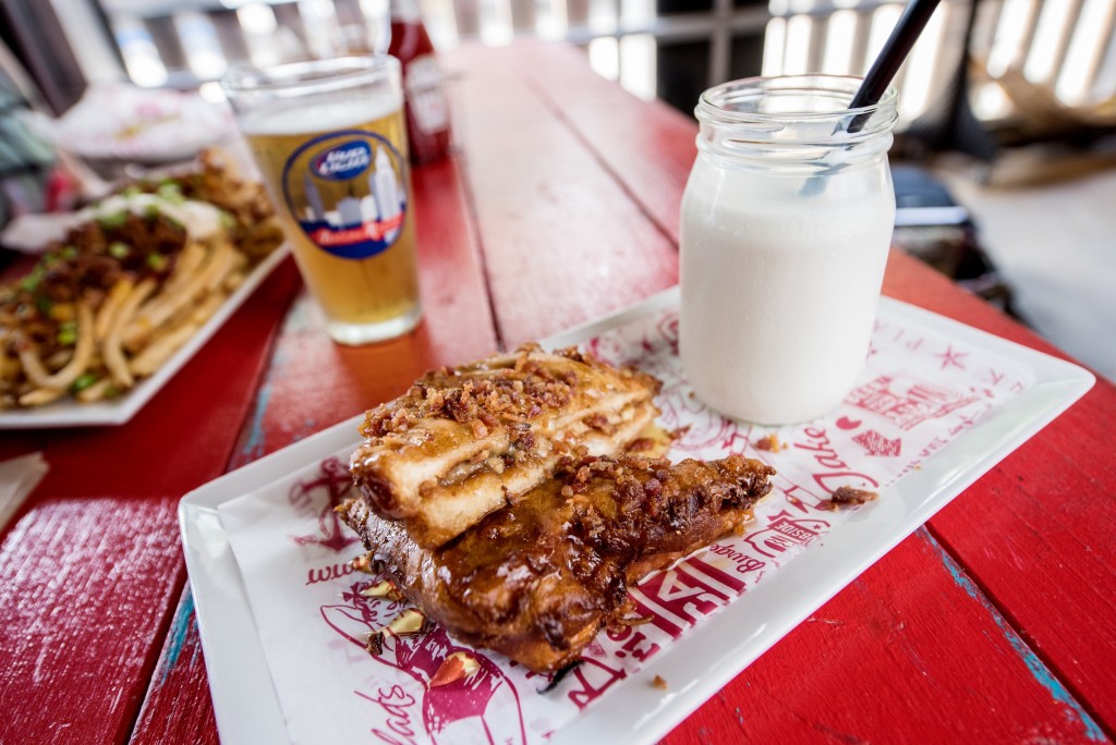 Don’t skip dessert! The hefty Billy’s Fried PB&J comes with a glass of milk on the side.