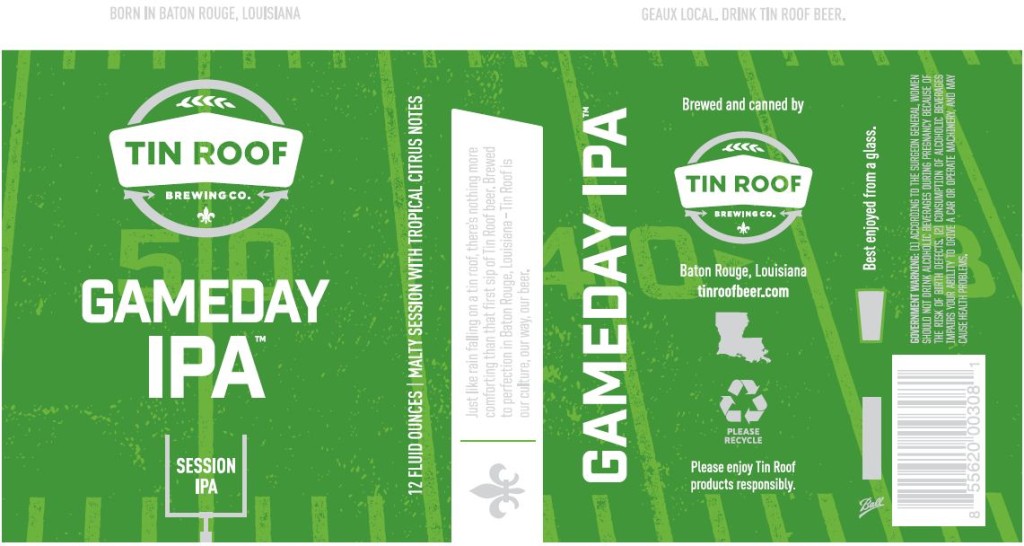 Tin Roof gameday ipa label