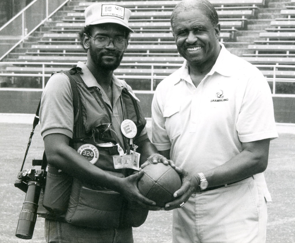 Terry was caught in a rare moment on the other side of the lens with Grambling’s legendary coach Eddie Robinson.