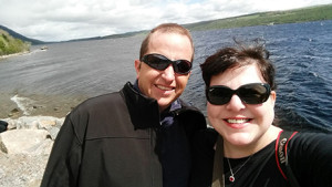 Matt and Karen on the shore of Loch Ness