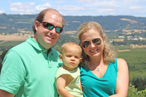 Houston and Jessica with Thomas overlooking the Willamette Valley